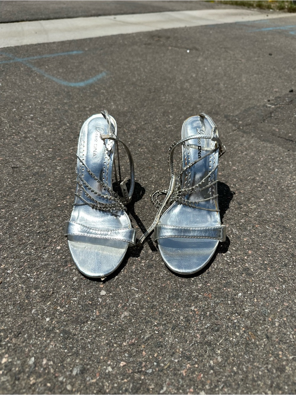 Silver Strappy Evening Sandals - Unbranded